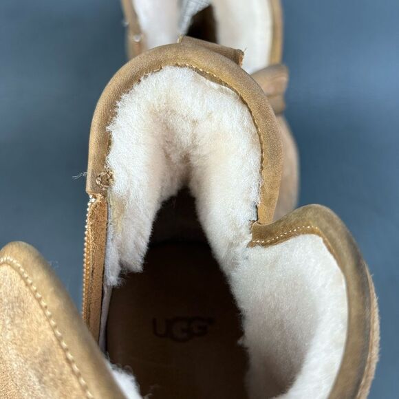 UGG Cam II Suede Sheepskin Clog Heel Ankle Booties Chestnut womens size 10 - Picture 7 of 10